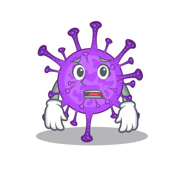 Foto cartone animato di coronavirus bovino mostrando viso ansioso — Vettoriale Stock