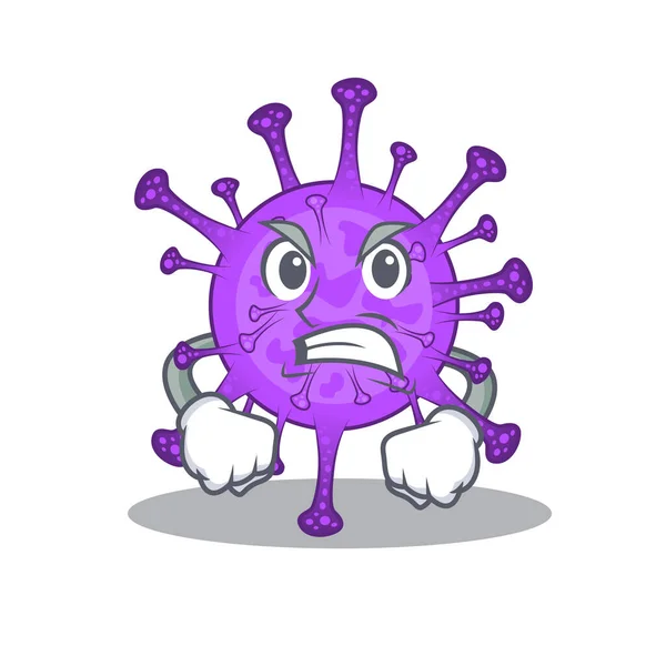 Bovine coronavirus dessin animé personnage design avec visage en colère — Image vectorielle