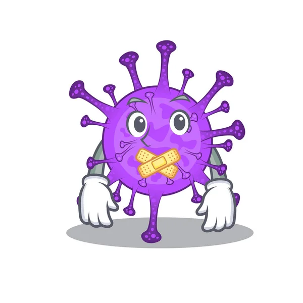 Дизайн мультиплікаційного персонажа з талісманом коронавірусу з безшумним жестом — стоковий вектор