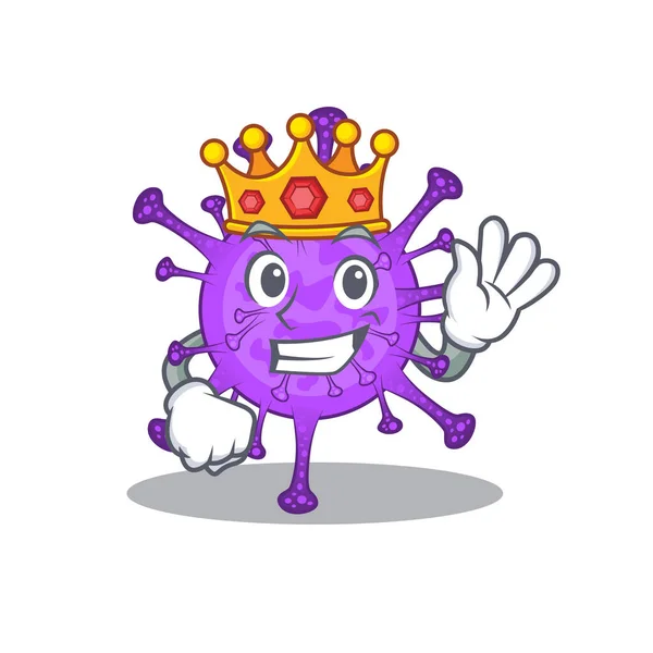 The Royal King of bovine coronavirus cartoon character design with crown — Stock Vector