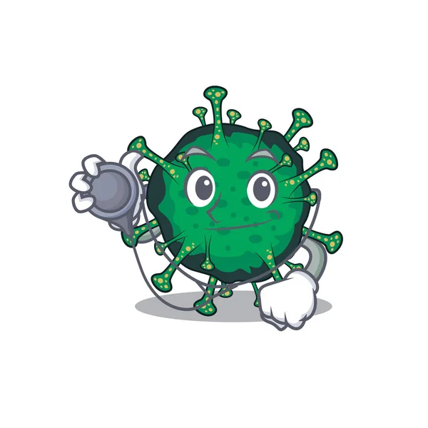 Un elegante coronavirus de murciélago en un personaje de Doctor Cartoon con herramientas — Archivo Imágenes Vectoriales