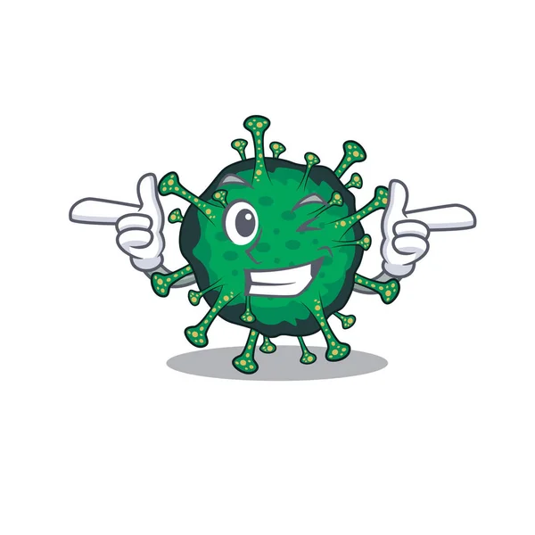 Smiley bat coronavirus cartoon design style showing wink eye — Wektor stockowy