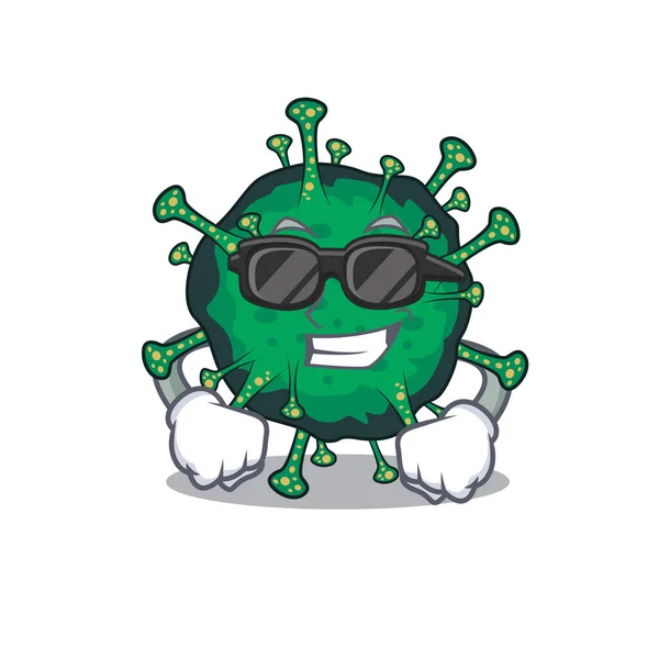 Super cool bat coronavirus mascot character wearing black glasses — Stock Vector