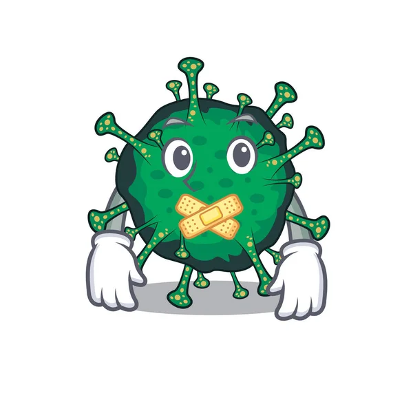 Bat coronavirus mascot cartoon character design with silent gesture — Stock vektor