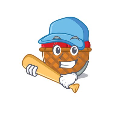 Mascot design style of tomato basket with baseball stick