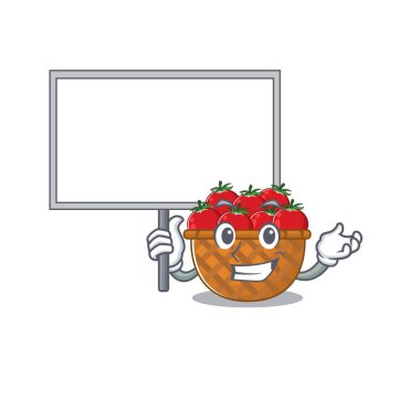 Tomato basket cute cartoon character bring a board