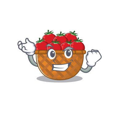 Tomato basket cartoon character style with happy face