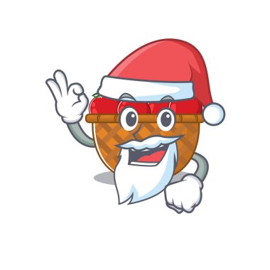 Tomato basket in Santa cartoon character design showing ok finger