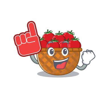 Tomato basket mascot cartoon style with Foam finger