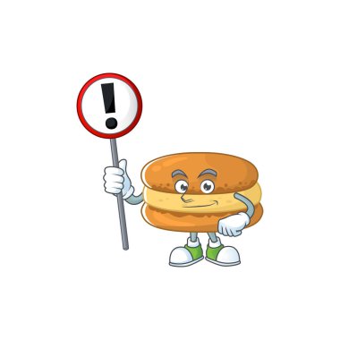 Gülen çizgi film tasarımı, çikolatalı kurabiyeler ve bir tabela.