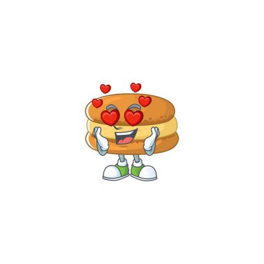 Aşık olmuş romantik çikolatalı makarna çizgi film karakteri.