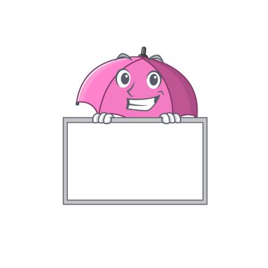 Smiley pink umbrella cartoon character style bring board