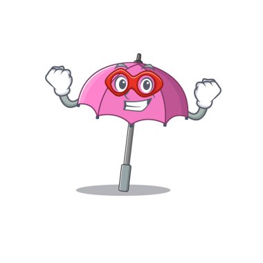 A picture of pink umbrella in a Super hero cartoon character