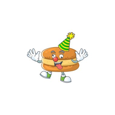 Cute and Funny Clown chocolate macarons presented in cartoon character design concept