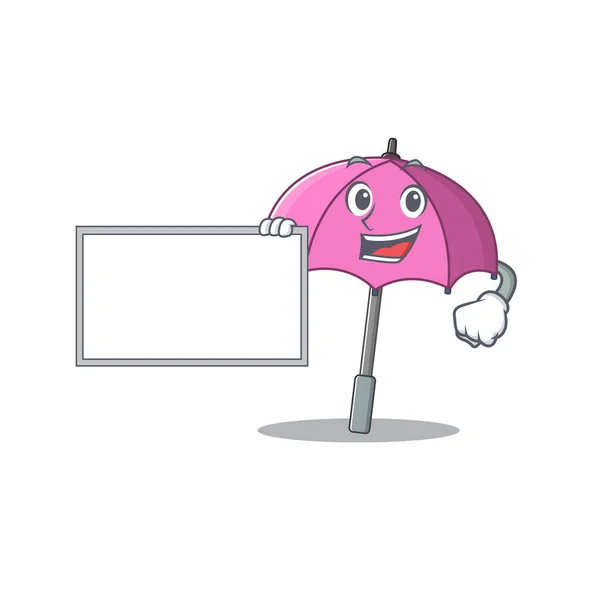 Parapluie rose avec carton dessin animé style mascotte — Image vectorielle