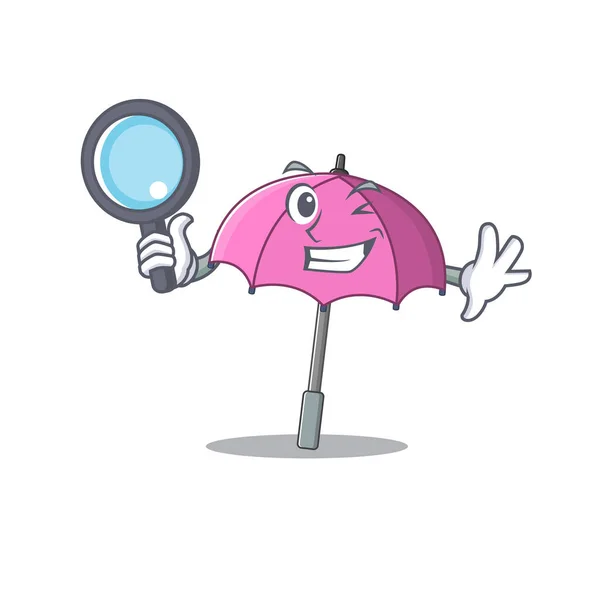 Pink umbrella in Smart Detective picture character design — Stock Vector