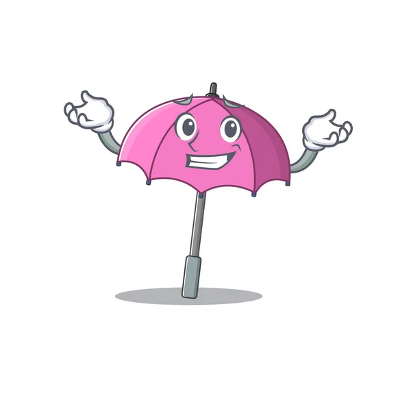 Happy face of pink umbrella mascot mascot style — стоковый вектор