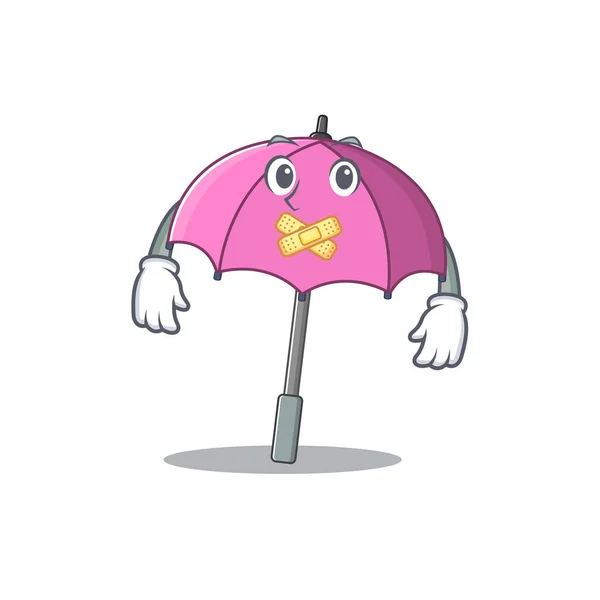 Paraguas rosa mascota dibujos animados diseño de personajes con gesto silencioso — Archivo Imágenes Vectoriales