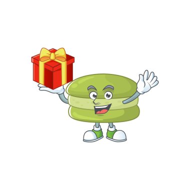 Maskot tasarım stili hindistan cevizli kurabiyelerin çılgın yüzünü gösteriyor. Vektör illüstrasyonu