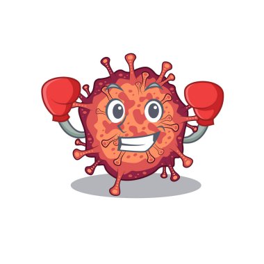 Sportif bulaşıcı bir Corona virüsü maskot tasarımı. Vektör illüstrasyonu