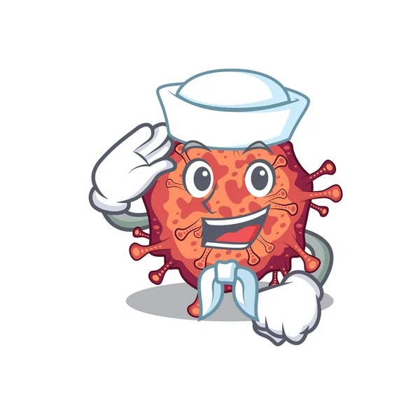 Carino Contagioso Virus Corona Personaggio Dei Cartoni Animati Sailor Indossa — Vettoriale Stock