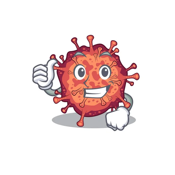 Cool Contagious Corona Virus Cartoon Design Style Making Thumbs Gesture — Stock Vector