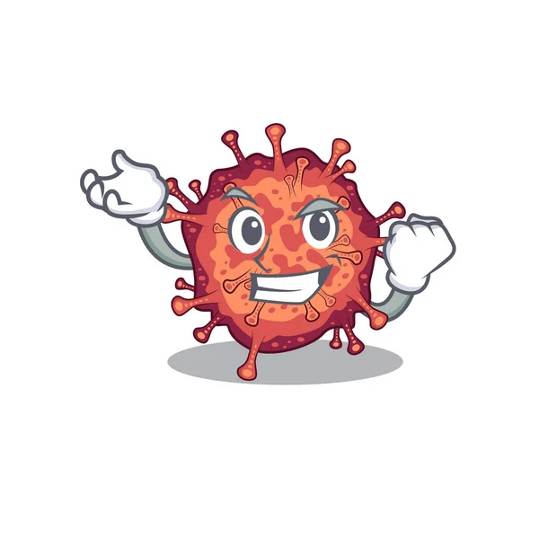 Ansteckende Coronavirus Cartoon Charakter Stil Mit Glücklichem Gesicht Vektorillustration — Stockvektor