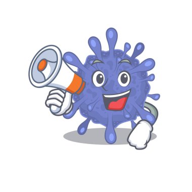 An icon of biohazard viruscorona holding a megaphone. Vector illustration clipart