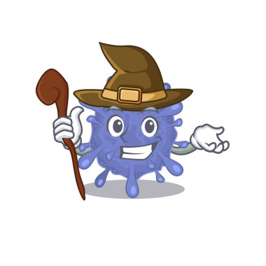 Şirin ve sinsi Cadı biyolojik tehlike virüsü çizgi film tasarımı tarzı. Vektör illüstrasyonu