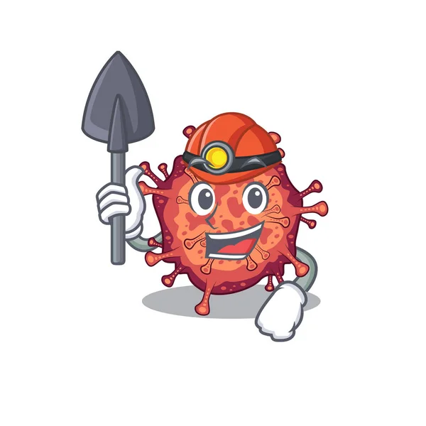 Cool Miner Worker Contagious Corona Virus Cartoon Character Design Vector — Stock Vector