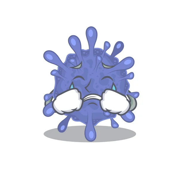 A Crying biohazard viruscorona cartoon mascot design style — ストックベクタ