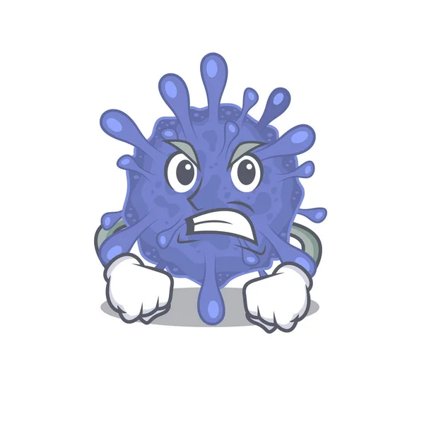 Biohazard viruscorona disegno del personaggio dei cartoni animati con viso arrabbiato — Vettoriale Stock