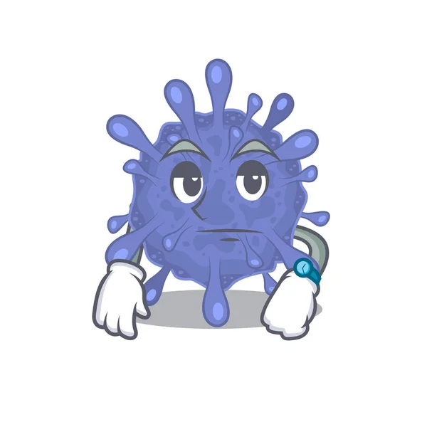 Biohazard viruscorona on waiting gesture mascot design style — Stock Vector