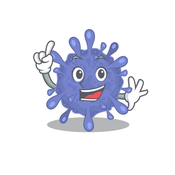Um dedo viruscorona risco biológico no estilo mascote personagem cartoon — Vetor de Stock