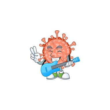 Akşam yemeği yetenekli bulbul coronavirus karikatür tasarımı bir gitar ile