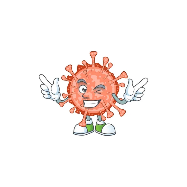 Divertente bulbul coronavirus stile di disegno del fumetto con occhiolino faccia occhio — Vettoriale Stock