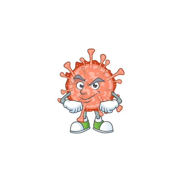 Un icono del diseño de la mascota del coronavirus bulbul con gesto de confianza — Archivo Imágenes Vectoriales