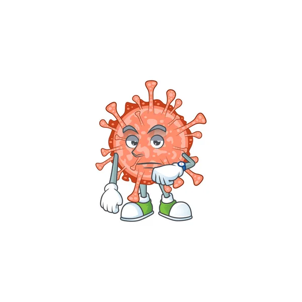 Ikona kreskówki Bulbul Coronavirus z gestem oczekiwania — Wektor stockowy
