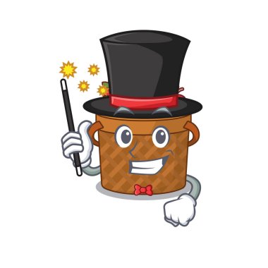 Büyüleyici bir elma sepeti çizgi film dizaynı performansı. Vektör illüstrasyonu