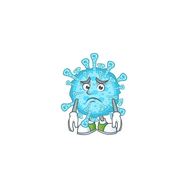 Fiebre coronavirus mascota estilo de diseño con la cara preocupada — Archivo Imágenes Vectoriales