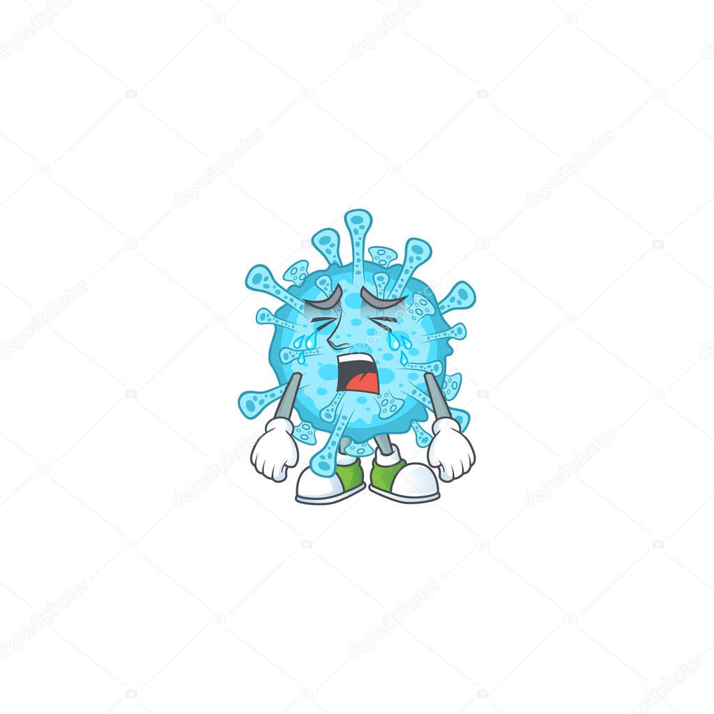 A Crying face of fever coronavirus cartoon character design
