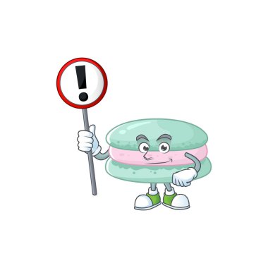 Gülen çizgi film dizaynı. Üzerinde bir işaret olan mavi makarnalar.