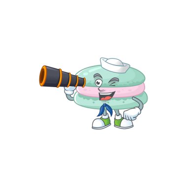 Denizci çizgi filminde dürbünlü vanilya mavisi makaronlar.