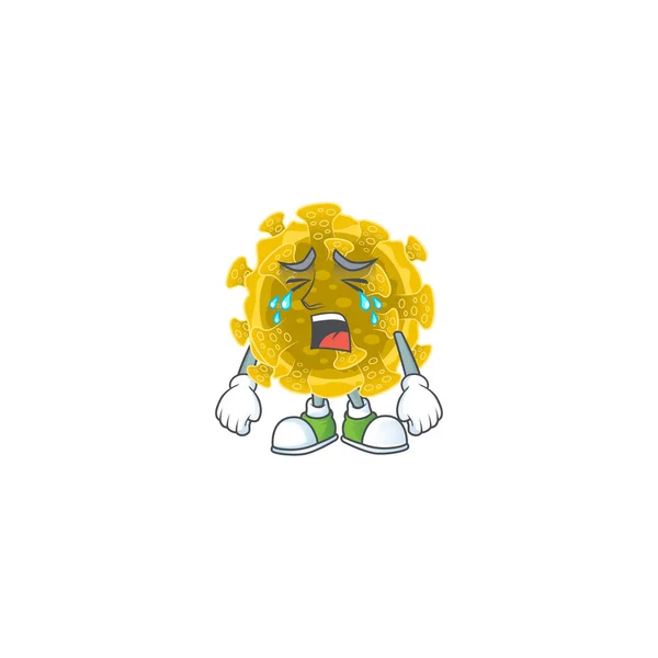 Плачущее лицо инфекционного дизайна персонажей коронавируса — стоковый вектор