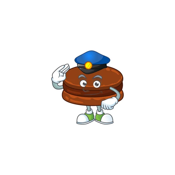 Cartone Animato Alfajor Cioccolato Vestito Poliziotto Illustrazione Vettoriale — Vettoriale Stock