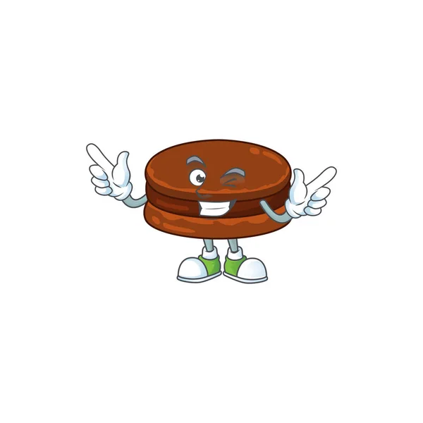 Drôle Style Dessin Animé Alfajor Chocolat Avec Visage Oeil Clin — Image vectorielle