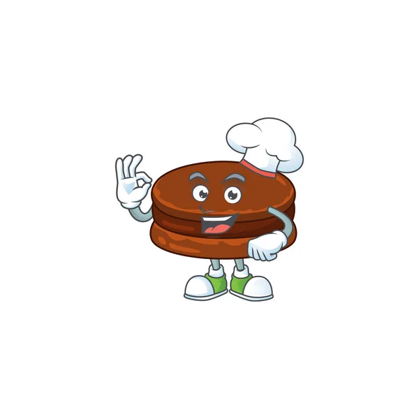 Uma Imagem Personagem Desenho Animado Chocolate Alfajor Usando Chapéu Chef — Vetor de Stock