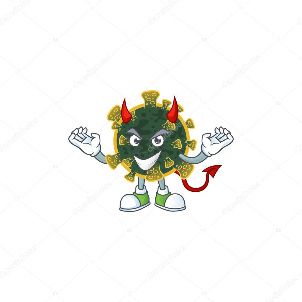 Cartoon picture of new coronavirus in devil cartoon character design