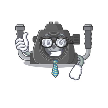 Su altı kamerası iş adamı gözlüklü ve kravatlı çizgi film karakteri