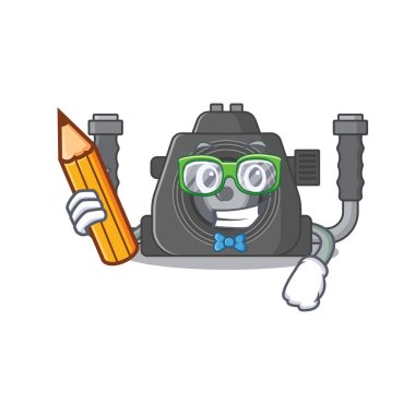 Kalem ve gözlüklü akıllı bir sualtı kamerası karakteri.